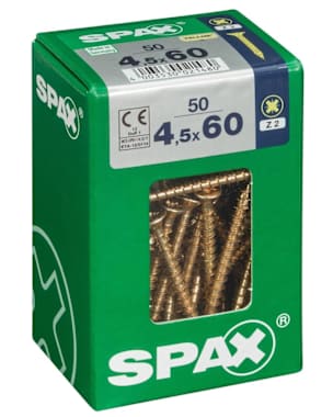 Caja 50 unid. Tornillo madera cabeza plana yellox 4,5x60mm