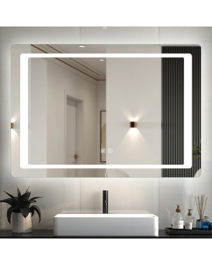 Espejo de baño led 100×70cm＋antivaho＋interruptor táctil