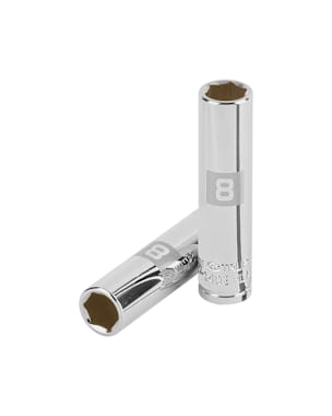 Llave vaso hexagonal larga, cuadro 1/4" - 8 mm