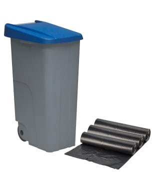 WellHome Contenedor + 3 Pack Bolsas de reciclaje , Azul 110L