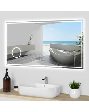 Espejo de baño led 120×70cm + bluetooth + espejo de aumento