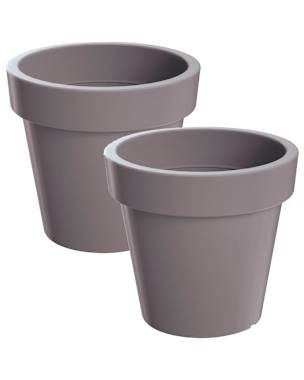WellHome  Pack 2 macetas plástico  LOFLY  Gris - 24,5x24,5x22,5 cm