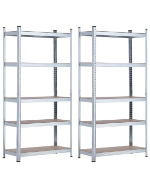 Pack 2 estantes modulares galvanizadas com 5 prateleiras 180x90x40cm