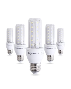 9 W Bombilla Led B5 T3 3U, E27, 360°, 6400K, Pack de 5, Aigostar
