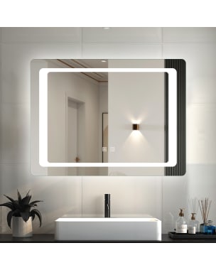 Espelho de casa de banho led 80×60cm + anti-embaciamento
