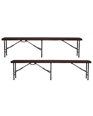 Pack 2 bancos plegables catering efecto madera 180x30x43cm 7house