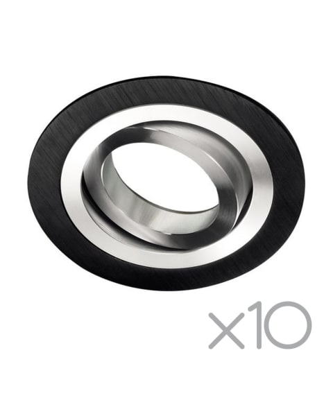 Pack 10 empotrable orientable classic redondo negro y aluminio wonderlamp