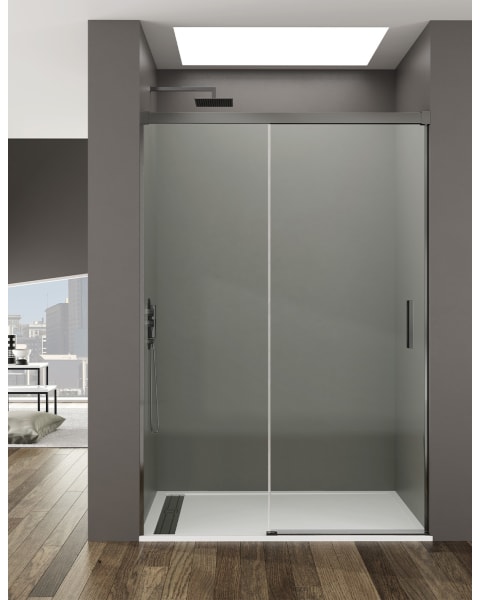 Mampara de ducha Frontal BASIC 1+1 95-100cm Transparente perfil Titanio