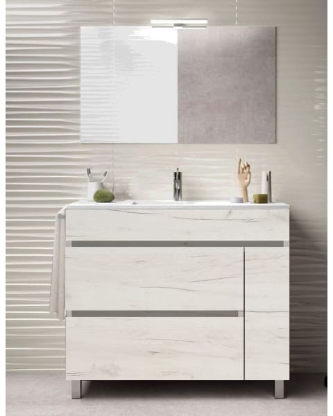 Mueble de Baño CAPRERA, lavabo y espejo 120x45Cm Blanco nórdico