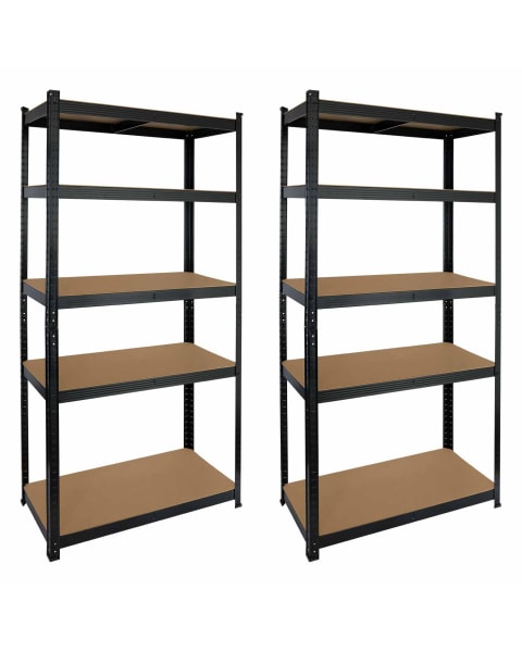 Pack 2 estantes modulares pretas com 5 prateleiras 180x90x40cm 180x90x40cm