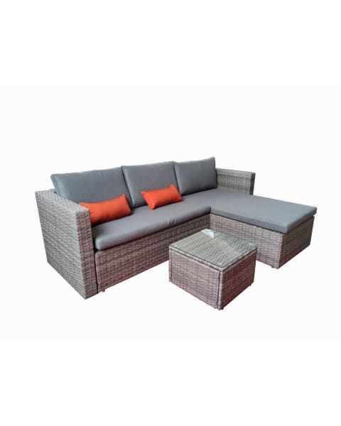Sofa Chaise Longue de Ratan + Mesa. Modelo MS029-1-GR