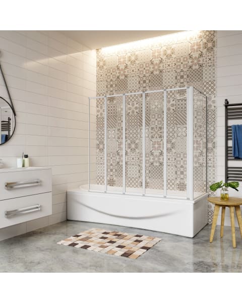Aica mampara de bañera+panel lateral,vidrio 4mm, gris mate,120x70x140cm