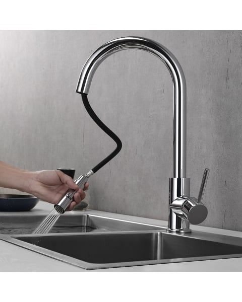 Kibath grifo cocina extraible monomando bro acabado cromo brillo de latón