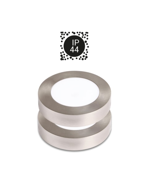 Pack 2X Plafones para Baño LED 12W 4000K Redondo niquel IP44