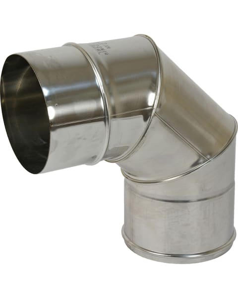 Codo 90º acero inoxidable para estufa - Ø 80 mm