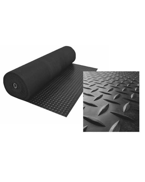 Suelo PVC| Composición 100% Caucho| Diseño Estrias Negro| Grosor 1MM| 100X250CM