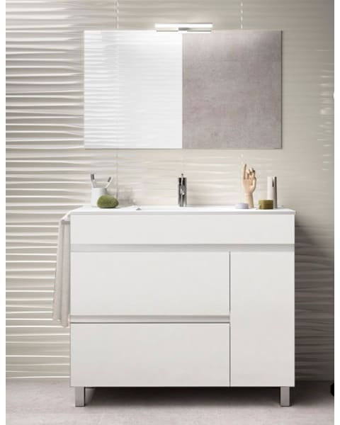 Mueble de baño caprera, lavabo y espejo 100x45cm blanco
