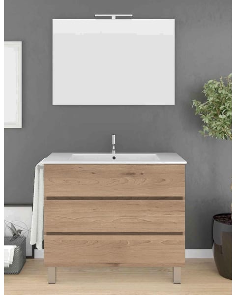 Mueble imperia 3 cajones, lavabo y espejo estepa 70 x 45 cm