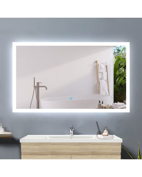 Espejo de baño led 100×60cm ++ antivaho + interruptor táctil