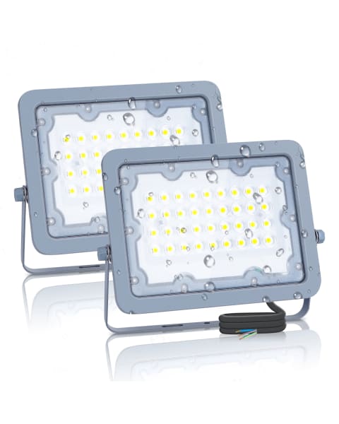 Aigostar refletores LED para exteriores 30w, 4000k 2450lm, ip65, 2 peças