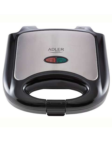 Sandwichera, 2 sandwiches, placas antiadheren adler ad3015 negro/plata 850w