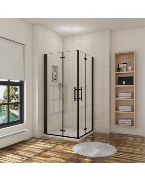 Cabine de duche quadrada fole,vidro easyclean 5mm,preto mate,70x70x190cm