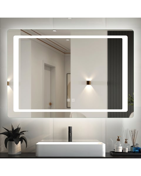 Espelho de casa de banho led 100×60cm + anti-embaciamento