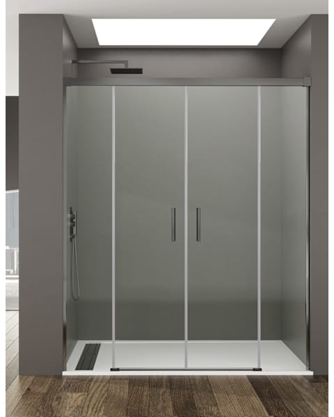 Mampara de ducha Frontal BASIC 2+2 200cm - Transparente - Titanio