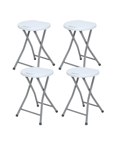 Pack 4 taburetes plegables de resina y acero 31x45cm blancos 7house