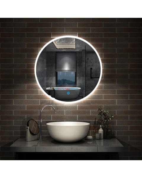 Espelho de casa de banho led 60cm + anti-embaciamento + brilho ajustável