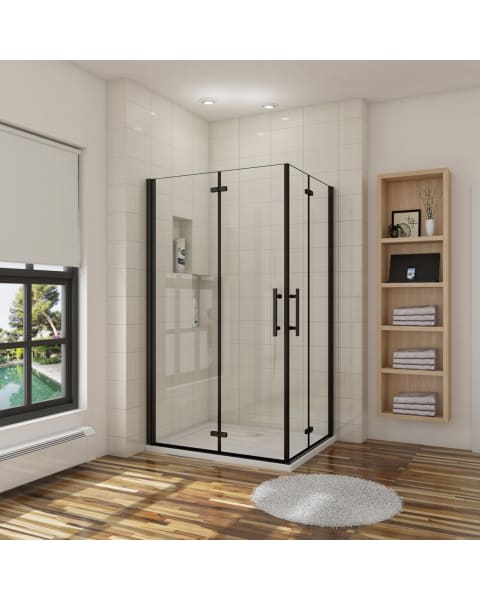 Mampara de ducha plegable,cristal antical 5mm,negro mate,700x800x1900mm