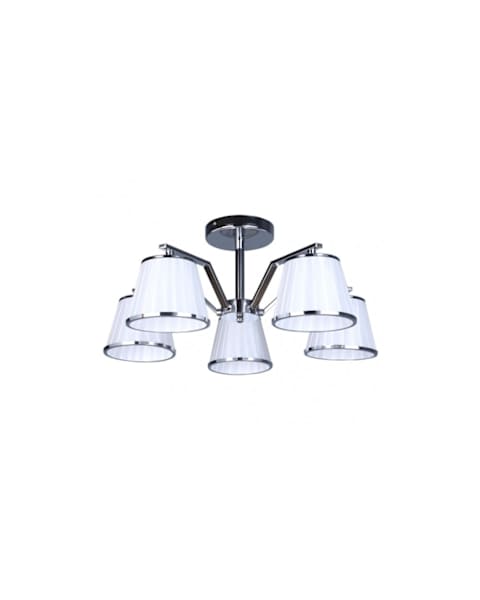 Fab 151655020 | trebol lâmpada 5xe14 cromo tela branca 24x59x59cm