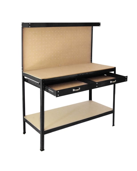 Banco de trabajo mesa de trabajo ganchos de mesa taller de cajones negro
