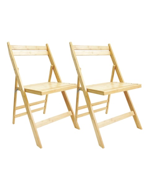 Pack 2 sillas plegables de madera de bambú 42.5x47.5x79cm o91