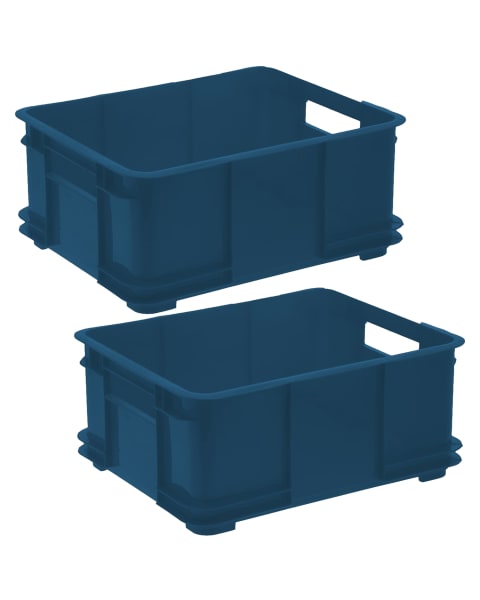 Keeeper ECO Bruno Pack 2 cajas de almacenaje,Azul, 43x35x17,5 cm