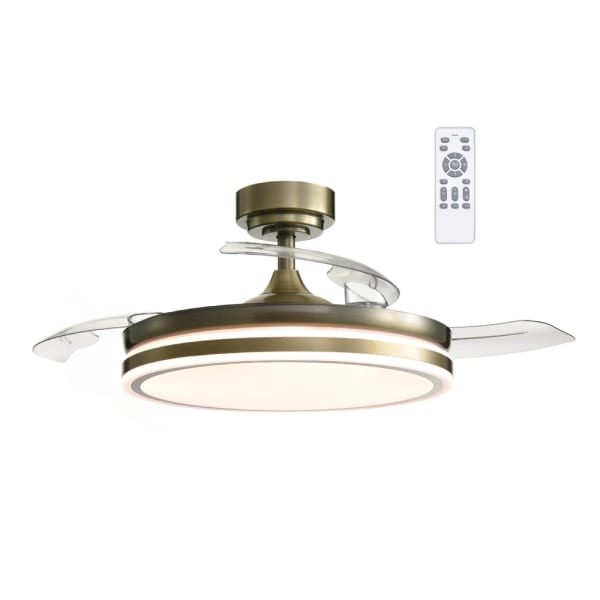 Ventilador de techo retráctil con luz LED perla 3 cct cuero ø106