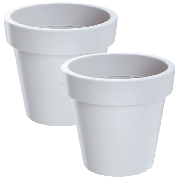 WellHome Pack 2 macetas plástico  LOFLY  Blanco - 24,5x24,5x22,5 cm