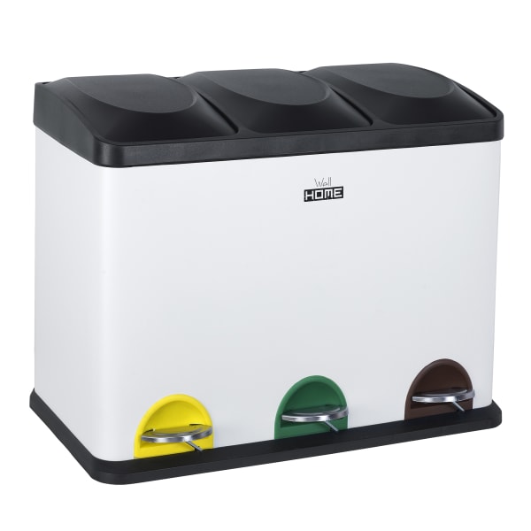 WellHome Cubo de 3 compartimentos, Blanco 15 L, por compartimento