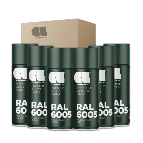 6 x spray premium acrylic brillante ral  400 ml (ral 6005 verde musgo)