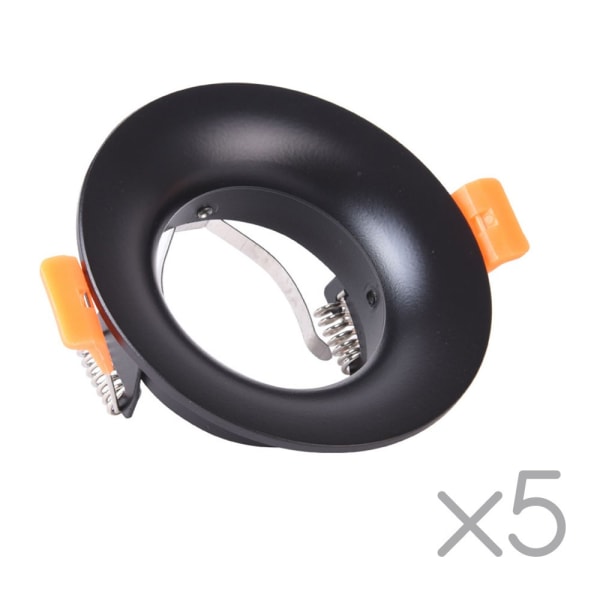 Pack 5 anel embutido basic ii redondo preto wonderlamp 1xgu10 ø85mm