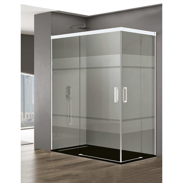 Cabine angular, resguardo BASIC 2+2 70x70 cm - Serigrafado- Branco