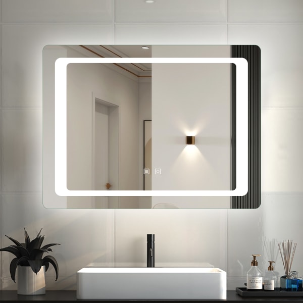 Espelho de casa de banho led 90×65cm + anti-embaciamento