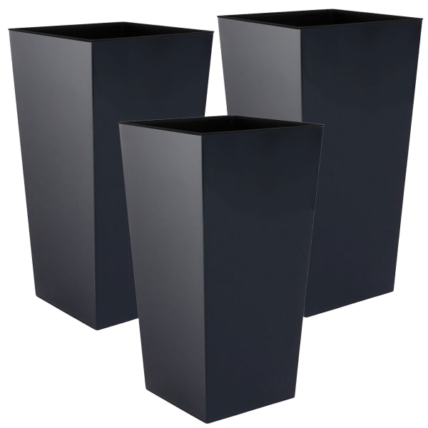 WellHome Pack 3 macetas  altas Urbi Square  Antracita 12,6x12,6x20 cm