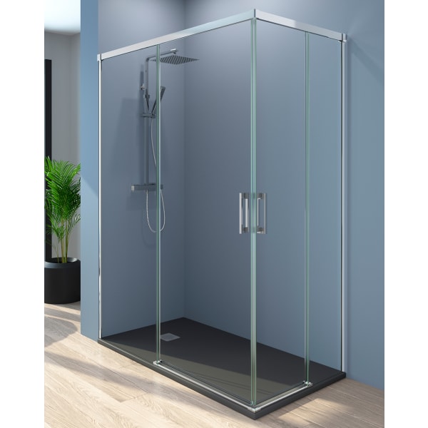 Mampara ducha rectangular frente 135 lateral 100cm transparente cromo