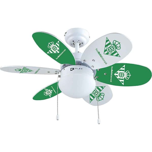 Ventilador REAL BETIS blanco-verde con luz BASTILIPO