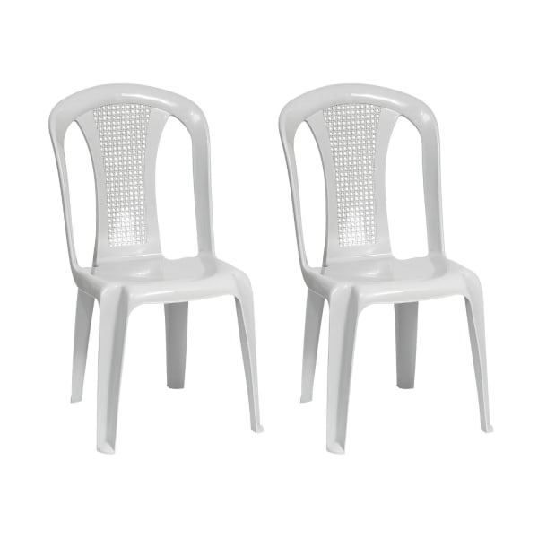Pack 2 cadeiras de exterior empilháveis sem braços napoli branco 56x75x79