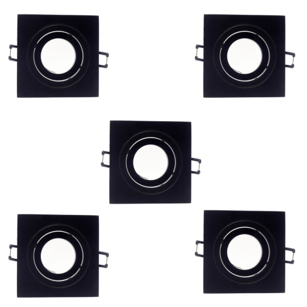 Pack 5 foco embutido ajustável classic quadrado preto wonderlamp 1xgu10