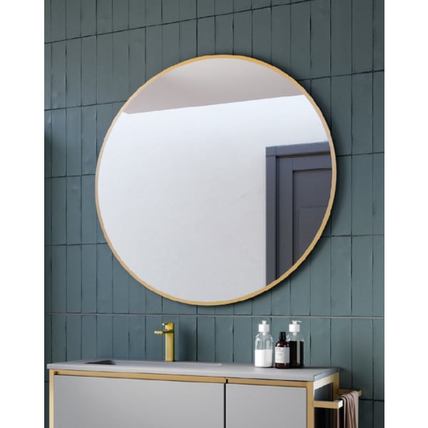 Espejo redondo bor oro espejo baño 80cm