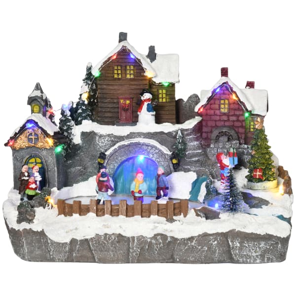 Pueblo navideño polirresina multicolor 32x25.5x24 cm Homcom