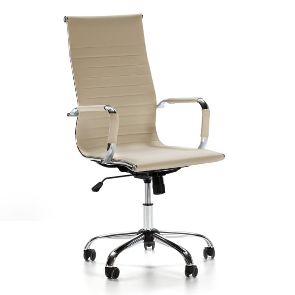 Sillón de oficina londres taupe, piel sintética, altura ajustable